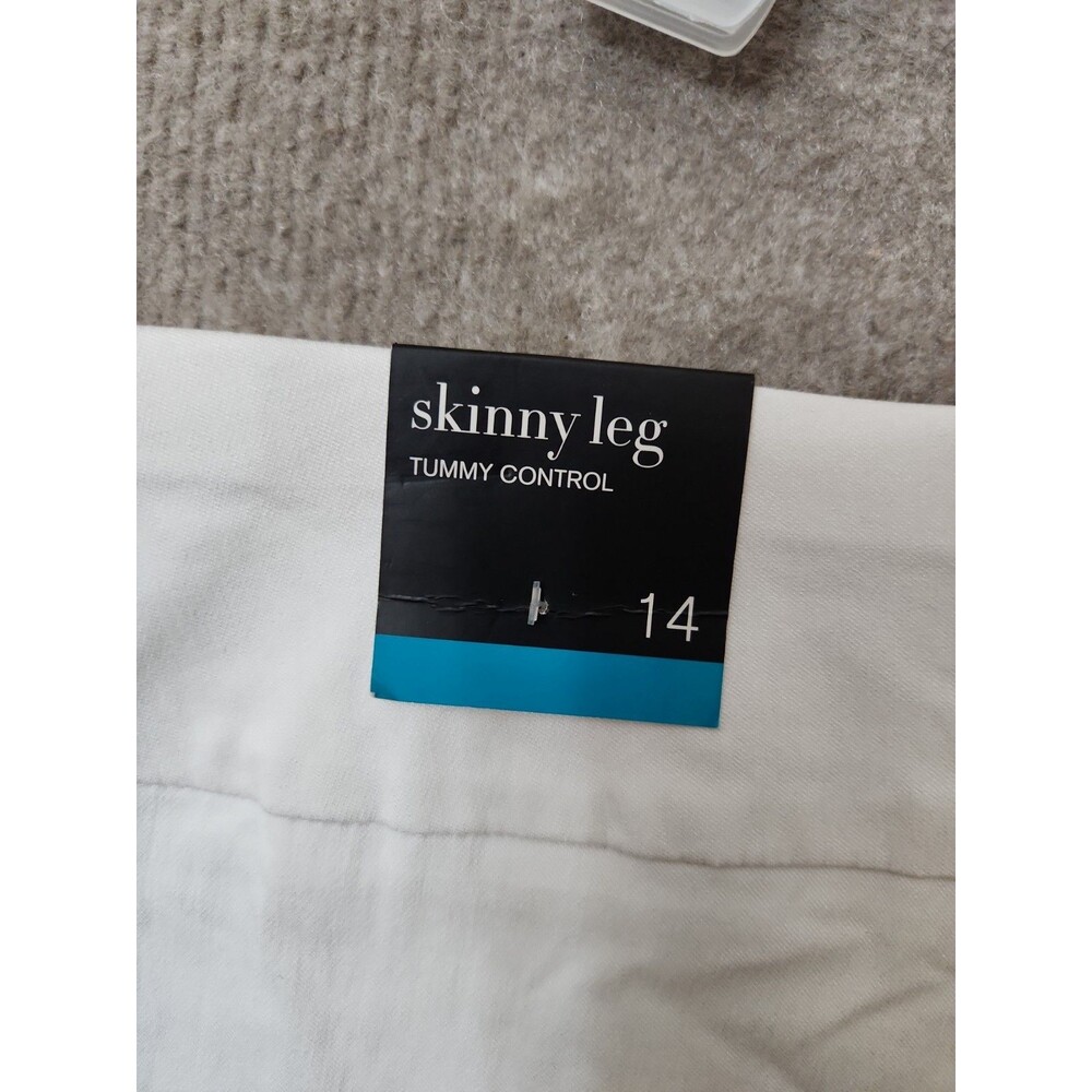 Alfani Tummy Control Pull On Skinny Pants Womens 14 White Slimming Stretch NEW - Picture 8 of 11